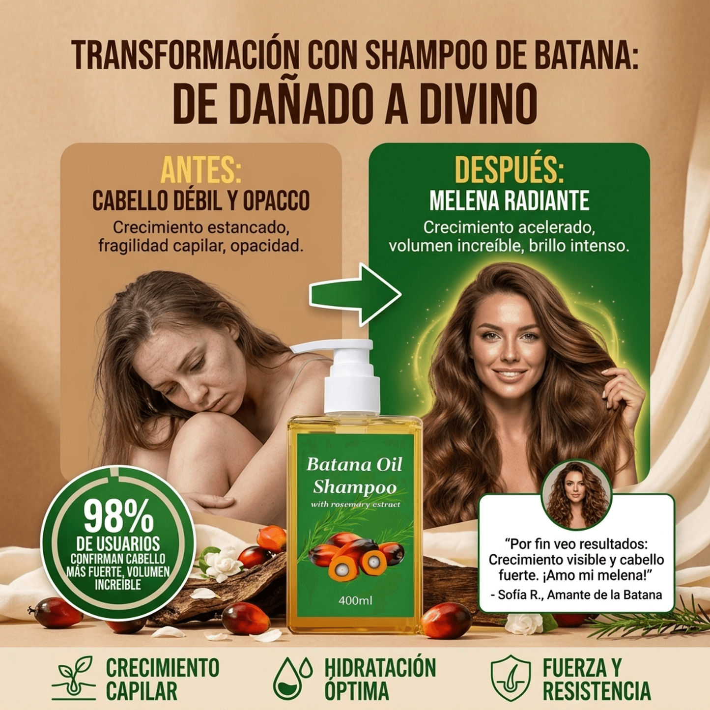 SHAMPOO DE BATANA 400 ML + 1  ACEITE DE BATANA GRATIS - ORIGINAL